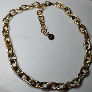 STELLA & DOT Christina Gold Tone & Rhinestone Link Chain Necklace Pave